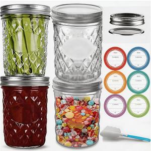 16 oz Wide Mouth Mason Jars with Lids, 4 Pack Food Grade Glass Canning Jars, BPA Free Airtight Reusable Dishwasher Safe for Food Storage, Canning, Pickling, Jam, Honey & DIY Decor