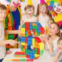 Building Blocks 6th Birthday Party Decorations Number 6 Pinata with Pinata Stick & Blindfold for Kids Girls Boys Happy Birthday Building Block Theme Party Supplies Carnival Games