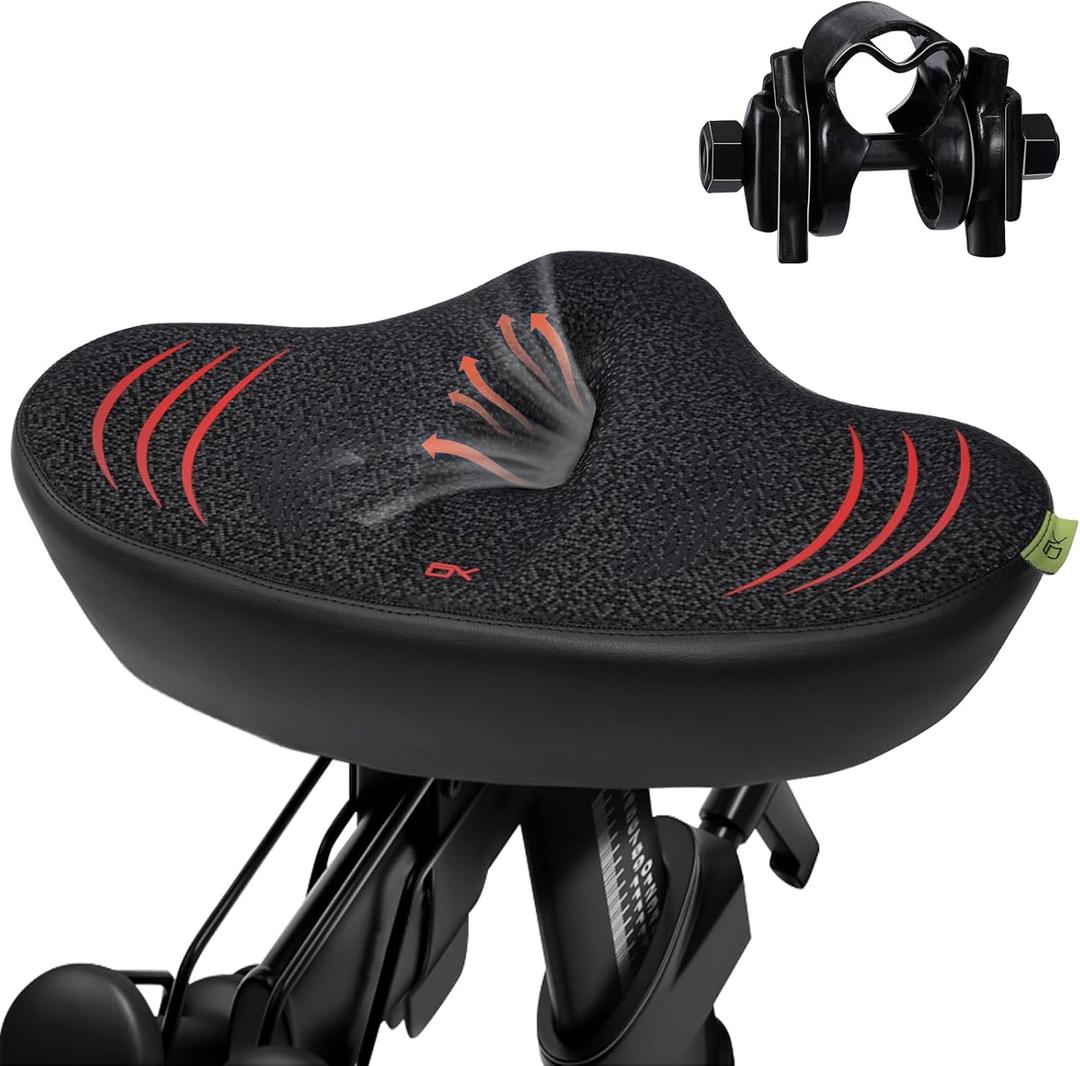 Upgrade Oversize Bike Seat for Men Women, Extra Wide Noseless Bicycle Seat Cushion, Waterproof Comfort Memory Foam Bike Saddle Fit for Peloton Bikes, Exercise Bike, EBikes, City Bike (Extra Wide:14.9IN)
