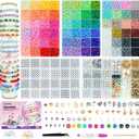 Gionlion Clay Beads Friendship Bracelet Making Kit, 72 Colors Preppy Clay A-Z Letter Number Beads & Charms Complete Jewelry Making Kit DIY Crafts Gift for Teen Girls
