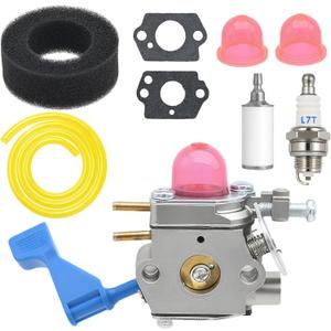 FitBest Carburetor Tune-up Kit for Poulan GHT180 GHT180LE GHT220 GHT220LE Weed Eater Hedge Trimmer, Replaces Part# Zama C1U-W13A / 530071633/530035306 - Includes Fuel Line, Air Filter, Spark Plug