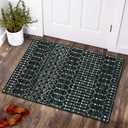 Lahome Moroccan Entry Rug 2x3, Non-Slip Washable Front Indoor Door Mat Rubber Backing Low-Profile Door Rugs, Small Geometric Print Distressed for Entryway Bathroom Kitchen, Black Hana