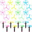 24 Pcs Flying Saucer Flying Disc Toy Helicopter Toy Disco Flyers Include 8 String Launchers and 16 Flying Saucer Flying Disc Launcher Flying Toys Little Teens Outdoor Activity Birthday Favors