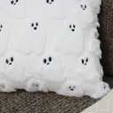 Halloween Ghost Pillow Covers 18x18 inch Set of 2 White Soft Plush Faux Fur Decorative Cushion Covers for Couch Sofa Bed Porch Living Room Halloween Decor (Graceful Gost)