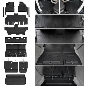 Floor Mats Set for Chrysler Pacifica 2017-2025 2026 7/8 Seats(Only Gas), Fit Voyager 2020-2025, All Weather TPE Backrest Mat Cargo Liner Accessories for Pacifica Touring Series & Select