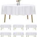 6 Pack Round Tablecloth 90 Inches White Table Cloth Stain and Wrinkle Resistant Washable Polyester Fabric Table Cover for Party, Wedding and Banquet Decoration