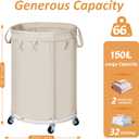 150L Large Capacity Rolling Laundry Basket Hamper with Wheels, Clothes hamper and Removable Bag for Home, Laundry Room, Bedroom, Bathroom, Apartment, Dorm
