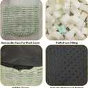Round Stuffed Pouf Ottoman for Foot Rest 26" X 18" Faux Fur Poufs, Green