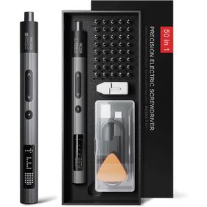 Mini Electric Screwdriver Set, Rechargeable with USB-C, 50-in-1 Precision Repair Kit with Magnetic Bits for Electronics, Phones, Cameras, Laptops & Watches (Black)