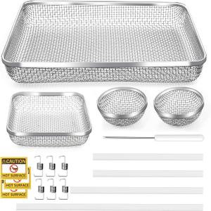 RV Furnace Vent Screen - Heavy-Duty Stainless Steel RV Heater Vent Cover with Installation Tool - Flying Mesh Cover for Camper, 4 Pack (4 Pack (2 Circular+1 Square+1 Rectangular))
