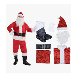 EraSpooky Santa Claus Costume For Men Adult- 7PCS Santa Outfit Christmas, Size 3XL