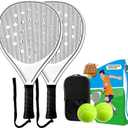 Padel Racket Set of 2 - ABS Surface & EVA Foam Core, Beach Paddle Tennis Racquets for Adults, Including 2 Balls & Carry Bag - Outdoor, Sand, Backyard, Pool Fun (Black)