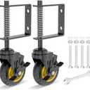 Lygoeege Only 1 Pack Gate Wheel with Brake 4inch Gate Caster for Wooden Gate, 250-500lbs Capacity, Spring-Loaded Absorbing Solid Rubber Tire Gate Wheels, with Screws & Screwdriver