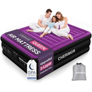 CHERIMOR Air Mattress Queen with Built in Pump, Anti-Sag Horizontal Beam