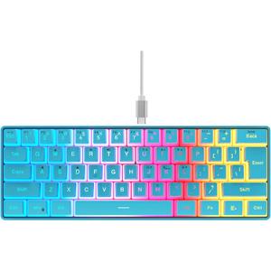 DGG 60% Wired Gaming Keyboard, Pudding Keycaps with Translucent Layer, RGB Backlit Ultra-Compact Small Keyboard, Waterproof Mini Compact 61 Keys Keyboard for PC/Mac Gamer, Typist, Travel, Blue