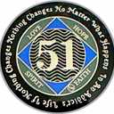(Years 1-55) NA 51 Year Medallion, Silver, Blue Color Plated, Epoxy Covered Narcotics Anonymous Coin (NA 51 Year Medallion)