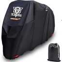 XYZCTEM Motorcycle Cover -Waterproof Outdoor Storage Bag,Made of Oxford Material Fits up to 96 inch, Compatible with Harley Davison and All Motors(Black& Lockholes& Professional Windproof Strap) XL