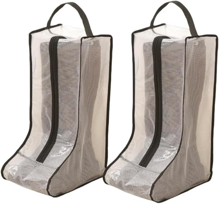 2 Set Boot Storage,Portable Short Boots and Tall Boots Storage or Protector Bag,Shoe Dust Bags,Shoe Sleeves for Travel,Clear Boots Cover,Shoes Packing Organizers for Adult Sneakers (Black Edge-Tall)
