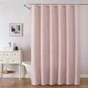 OVZME Blush Pink Shower Curtain Set, Waffle Textured Heavy Duty Fabric Shower Curtain for Bathroom, Luxury Hotel Weighted 230GSM Waterproof Bath Curtain with 12 Plastic Hooks, Machine Washable, 72x72