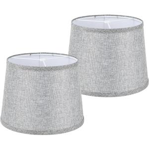 Set of 2 Empire Lamp Shades, 13 Inch Medium lampshades, Handcrafted Natural Linen Fabric lampshade, Assembly Required, Lamp shade for Table Lamp and Floor Light (11"x13"x10", Grey)