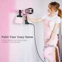 Paint Sprayer, 700W HVLP Paint Spray Gun with Cleaning & Blowing Joints, 4 Nozzles and 3 Patterns, Easy to Clean, for Furniture, Cabinets, Fence, Walls, Door, Garden Chairs etc. VF803 Pink