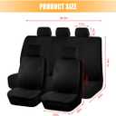 Car Seat Covers Full Set, 9PCS Low Back Vehicle Front & Rear Seat Protector Includes 5 Removable Headrest Cover, Washable Auto Interior Protection Accessories, Universal Fit (Black)