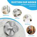 Suction Cup Hooks for Shower, Heavy Duty Towel Hooks for Walls No Damage, Suitable for Hanging Towels, Robes, Coats, Holds 15 lbs-4pack, Brushed Silver
