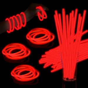 60 Pack 8 Red Glow Sticks Bulk with 60 Connectors Neon Glow In The Dark Party favors Supplies for Holiday Birthday Party Decoration (Red)