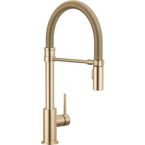 Delta Trinsic Pro Commercial Style Kitchen Faucet, Gold Spring Kitchen Sink Faucet with Pull Down Sprayer, Champagne Bronze 9659-CZ-DST