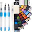 MEEDEN Travel Watercolor Paint Set: 42 Colors Water Color Paint Palette Including 7 Pearlescent and 5 Macarone Colors (1 Count (Pack of 1))
