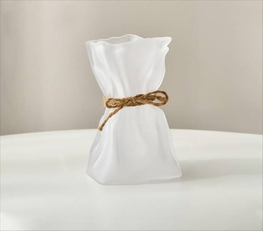 Glass Vase Irregularly Folded Paper Glass Vase Creative Showroom Hydroponic Home Decoration (Color : Matte - S)