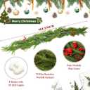 9FT Norfolk Pine Garland with Lights, 2 Pcs Realistic Christmas Garland Decoration Prelit Real Touch Cedar for Mantle Fireplace Outdoor Indoor Decorations