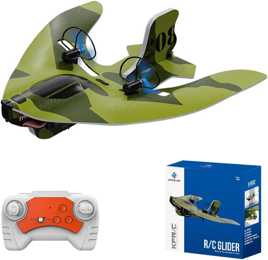 Mini RC Plane for Beginners, Kids and Adults, 2.4GHz 2CH Remote Control Airplane with Led Lights, Shark Design Foam RC Airplanes with 6-axis Gyro Stabilize, Flying for Indoor and Outdoor