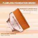 4 x Flat Top Foundation Makeup Brush - Hexagon Kabuki Powder Make Up Brushes Soft and Dense Bristles with Protective Case for Liquid, Blending, Body, Self-tanner, Cream, Buffing (Pink)