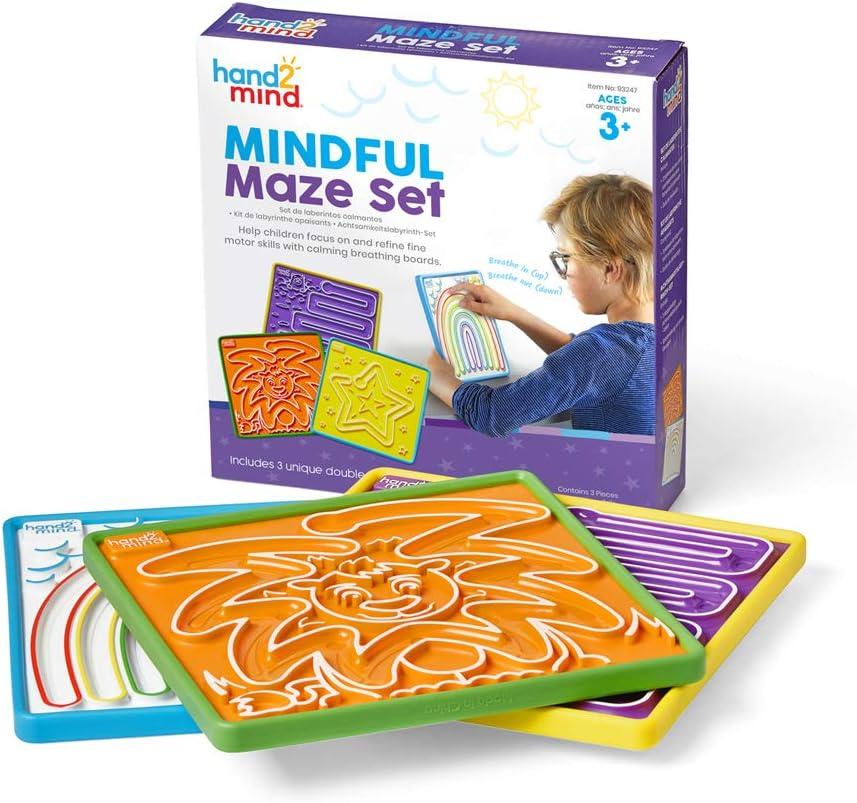 hand2mind Mindful Maze Boards, Tactile Sensory Toys for Toddlers, Calm Down Corner Supplies, Mindfulness for Kids, Occupational Therapy Toys, Quiet Fidgets for Classroom, Sensory Activity Board