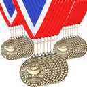Quelay 30 Pcs 2'' Award Medals Bulk Gold Winner Medals with Neck Ribbons Metal Trophy Award Prize Gift for Tournaments, Competitions, Party, Kids and Adults