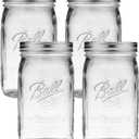 Ball Glass Mason Jars with Lids and Bands, Used for Canning, Pickling, Juice, Jam, Jelly (Quart, 32 Ounce (Pack of 4)