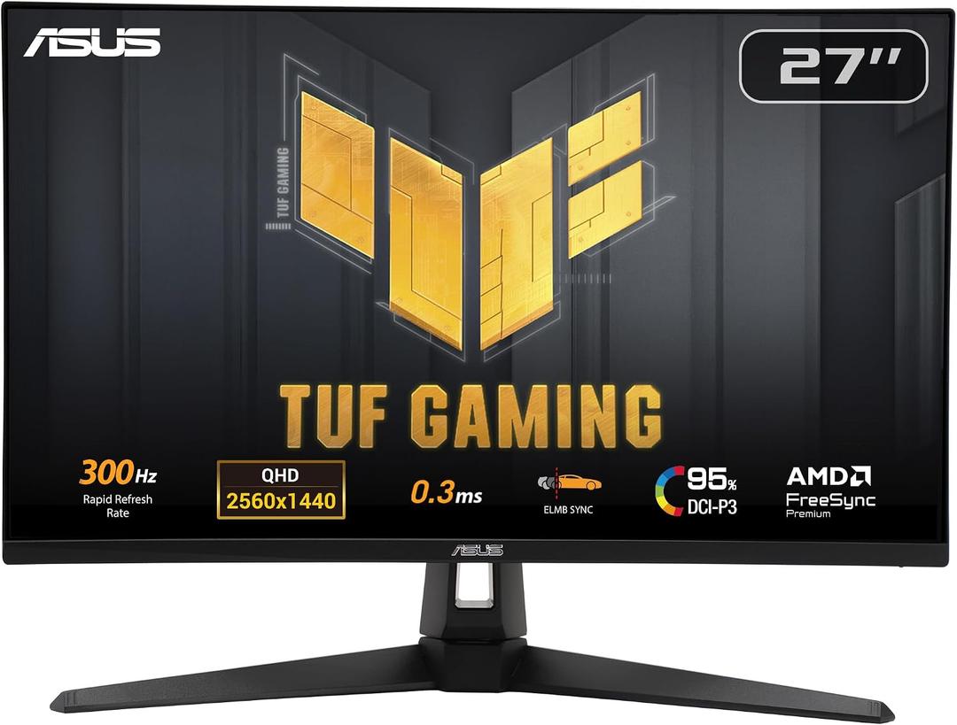 ASUS TUF Gaming 27 1440P Monitor (VG27AQM5A) - QHD (2560x1440), 300Hz, Fast IPS, Extreme Low Motion Blur Sync, 0.3ms, Speaker, 95% DCI-P3, Shadow Boost, DisplayWidget Center 