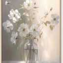 Daktenn Framed Canvas Wall Art Floral Wall Decor for Bathroom Bedroom - Modern Wall Decorations (Light Wood Framed, 18x24)