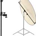Extendable Reflector Holder Arm with 78.7"/2m Tripod Light Stand, Photo Telescopic 25.5" to 47.2" Boom Arm 360 Swivel Reflector Bracket for Product Portrait Studio Outdoor Photography