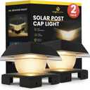 BRIGHTICONIC Solar Post Lights Outdoor, 2 Pack - Dual Color, Warm & Cool White Adjustable - Auto Dusk to Dawn LED Post Lights - Durable, Waterproof IP65 Solar Fence Caps fits 4x4 5x5 6x6 - Black
