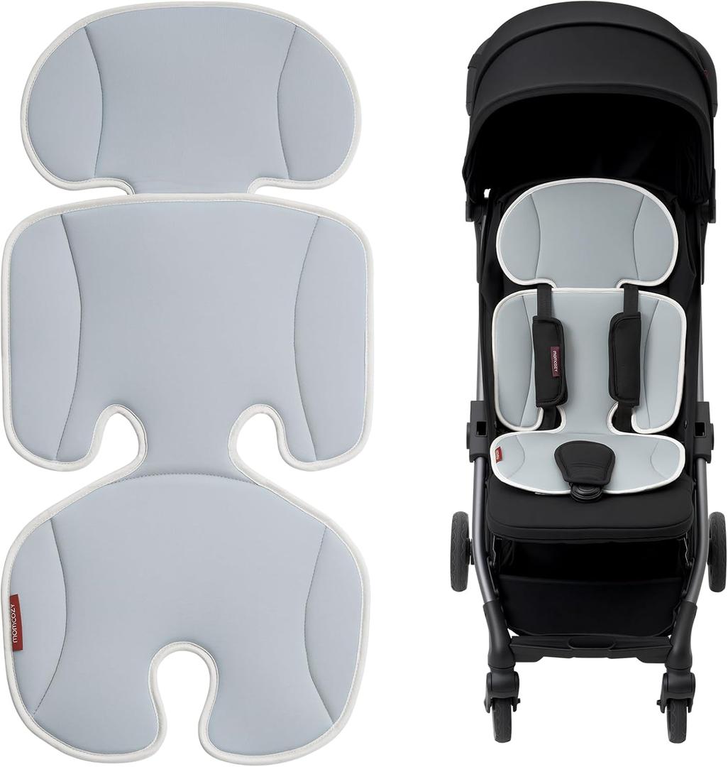Momcozy Stroller Cooling Pad | Universal Soft Cooler Pad, Breathable & Adjustable Seat Liner | Detachable 2-Piece Cooling Cushion | Fits Strollers, High Chair, Bassinet, Swing (Grey)