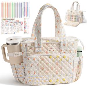 Large Bible Bag for Women Bible Cover Case, Quilted Puffer Bible Tote Bag Church Bag w/Shoulder Strap, Bible Study Supplies Journaling Kit Accessories Tabs, Mothers Day Christian Gifts for Women Mom