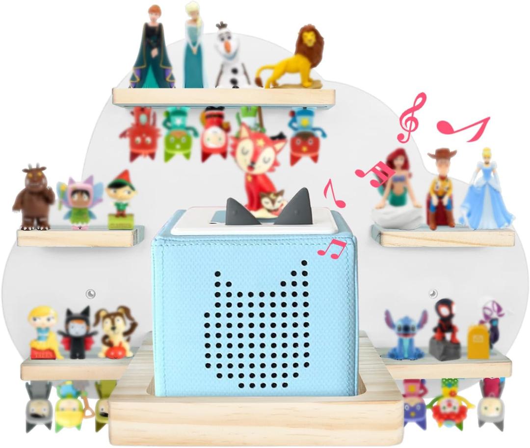 for Tonies Magnetic Floating Shelf, for Toniebox Figures Storage Display Shelf, Cloud-Shaped Wooden Kids Room Decor Easy Install Wall-Mounted Nursery Organizer, White