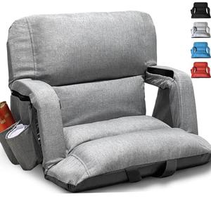 yeyeeyyee Wide Stadium Seats with Back Support, Exclusive Sofa Style Design Extra Thick Bleacher Chairs with Back and Cushion, 6 Reclining Positions - Ultimate Comfort for Sports Events (Grey, 25")