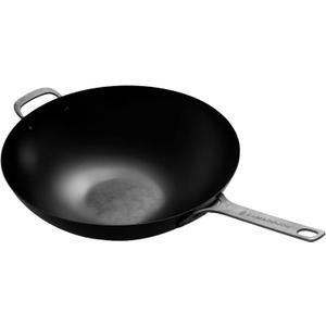 Kamado Joe Karbon Steel Pre-Seasoned Carbon Steel Non-Stick Wok with Stainless Steel Handle for Big Joe 24-inch anc Classic 18-inch Charcoal Grill and Smokers, Model KJ15242922
