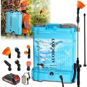 Battery Powered Backpack Sprayer 4 Gallon with Auto-Mixing System, 2 Spray Wands, Compatible with Makita 21V Battery, 100 PSI Electric Sprayer with 21V 2.6Ah Battery & 6 Nozzles, for Weeding, Spraying