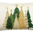 AVOIN colorlife Christmas Trees Star White Throw Pillow Cover, 12 x 20 Inch Snowflake Seasonal Winter Holiday Cushion Case Decoration for Sofa Couch