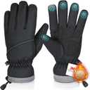 Winter Gloves Waterproof Windproof for Mens Women, Thermal Warm for Cold Weather, Grip Snow for Touch Screen Skiing Cycling Running Driving Snowboarding Fishing Outdoor (X-Small, Black)