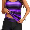 Yonique Women's Tankini Swimsuit - Two Piece Bathing Suits with Shorts Tummy Control Swimwear (Large)